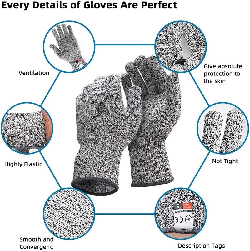 DEYAN Kids Sized Cut Resistant Gloves, 2 Pairs 8-11YRS Children Hands Cut Protection Gloves for Kitchen Use, Crafts, DIY, Garden and Yard works (Grey, X-Small) - Image 2